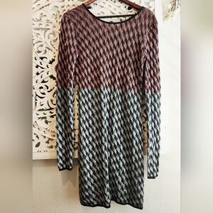 OPEN CEREMONY KNITTED DRESS 2 TONE LONG SLEEVE CREW NECK SIZE LARGE